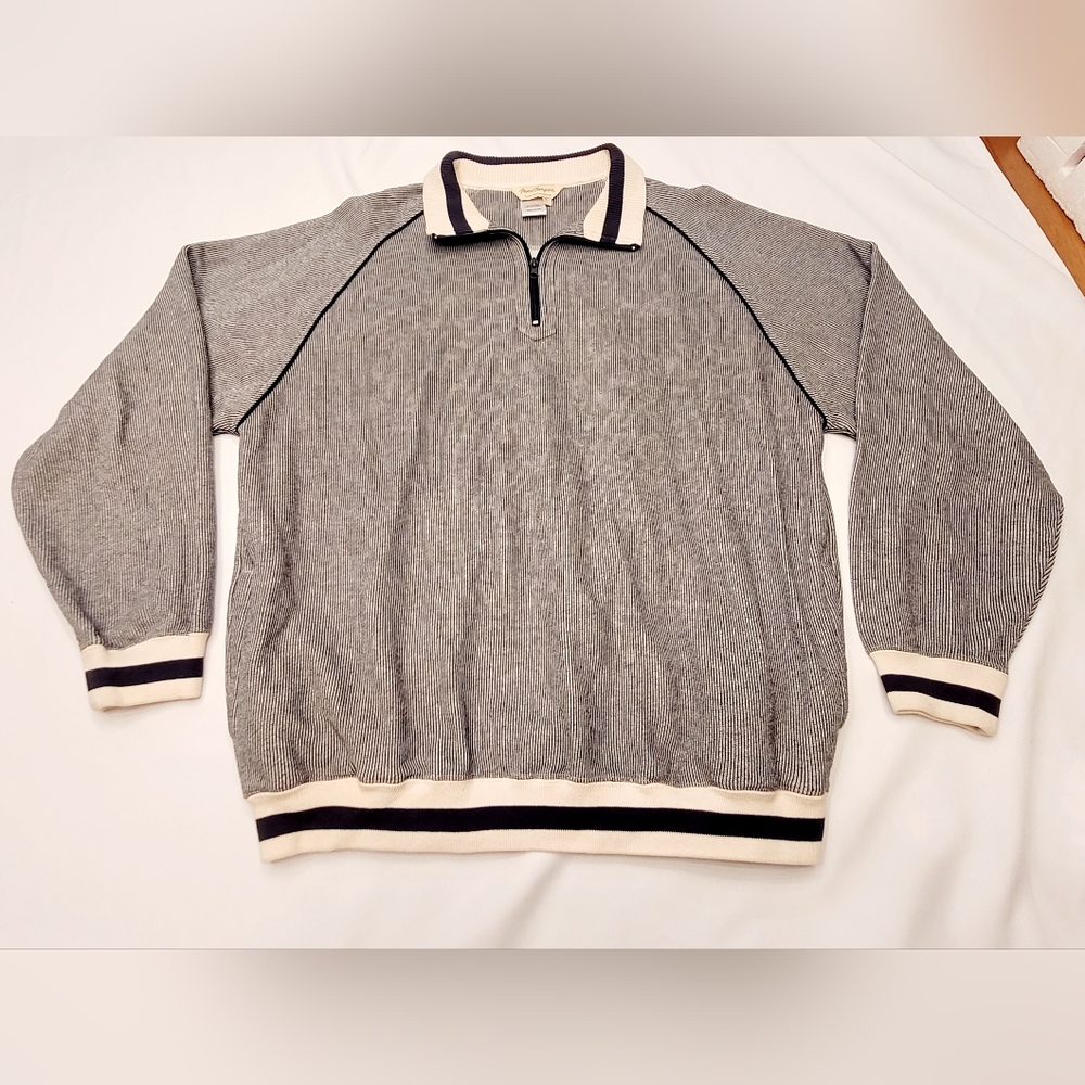 NORM‎ THOMPSON Vintage Mens XL Pullover Long Sleeved Collared Sweater w/Pockets